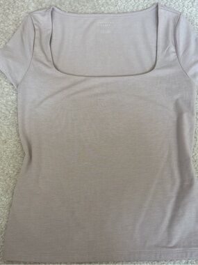 American Eagle Outfitters Short Sleeve Square Neck Top - Mauve